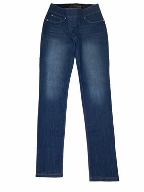Luxe Denim Women’s Small 6-8 Blue Straight Leg Pull On Stretch Jeans